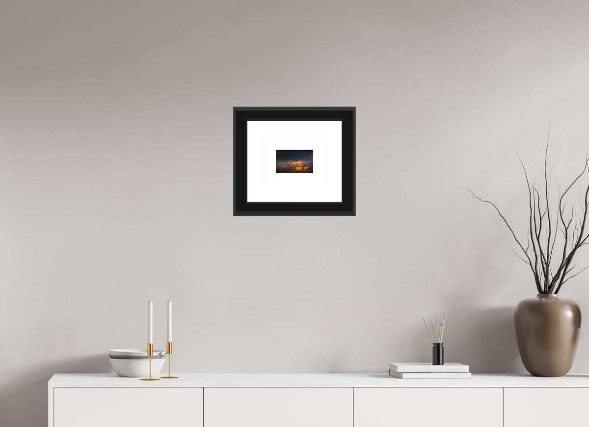 6 x 4″, Paper Print Matte, 2" White Border, 2" Black Frame Matte Glass Frontignan Plage Sunrise