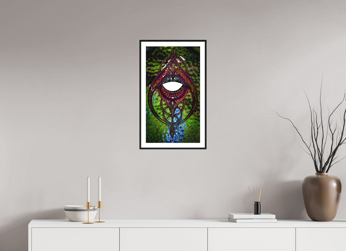 13.5 x 24″, Black Oak Frame .24"- Matte Acrylic Glass - 1.18" White Border Light Art